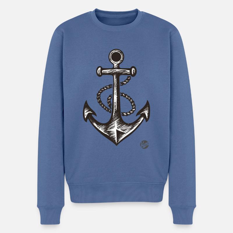 Segelschiff Anker - Männer Premium Bio Pullover - Taubenblau