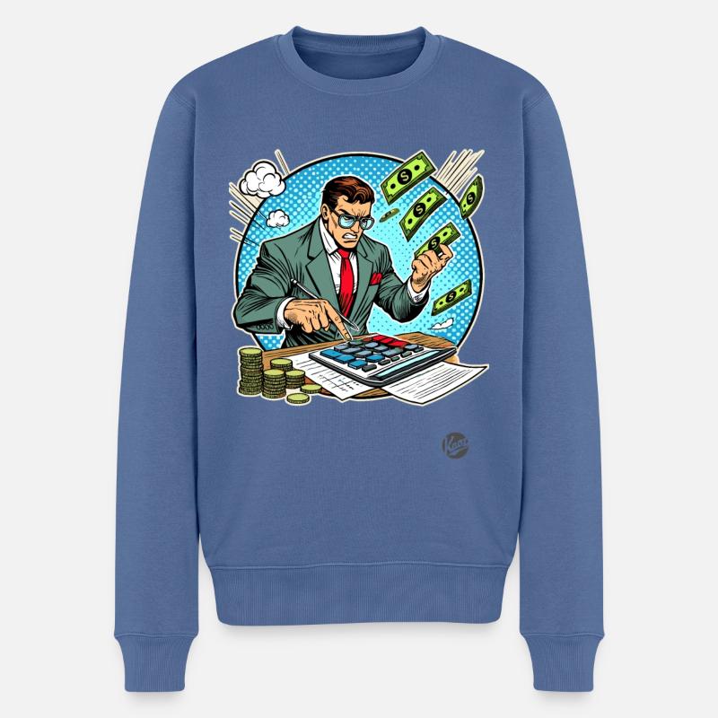 Superheld Buchhalter - Männer Premium Bio Pullover - Taubenblau