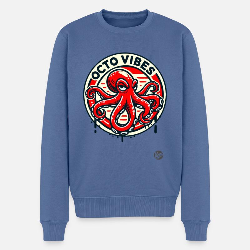 Pieuvre de mauvaise humeur - Pull Premium bio Homme - bleu pigeon