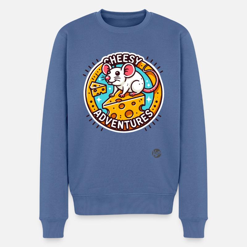 Käse-Abenteuer einer Maus - Männer Premium Bio Pullover - Taubenblau