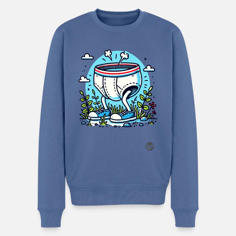 Natur-Unterhosen - Männer Premium Bio Pullover - Taubenblau
