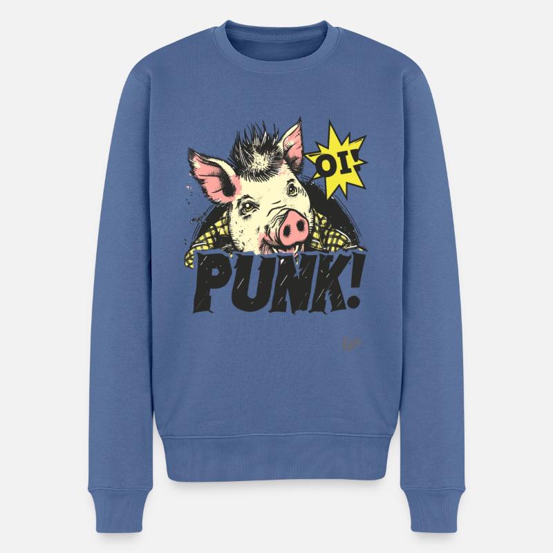 Oi! Punk-Schwein - Männer Premium Bio Pullover - Taubenblau