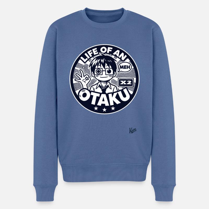 Das Leben eines Otaku - Männer Premium Bio Pullover - Taubenblau