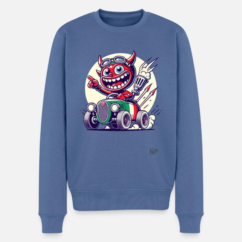 Kleiner italienischer Auto-Teufel - Männer Premium Bio Pullover - Taubenblau
