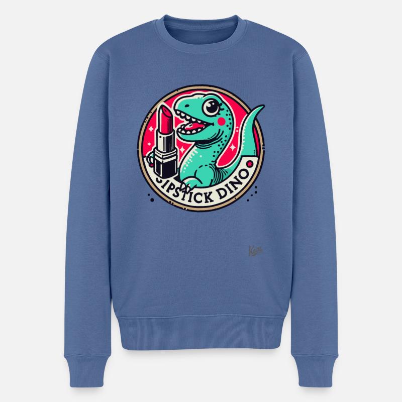 Lippenstift Dino - Männer Premium Bio Pullover - Taubenblau