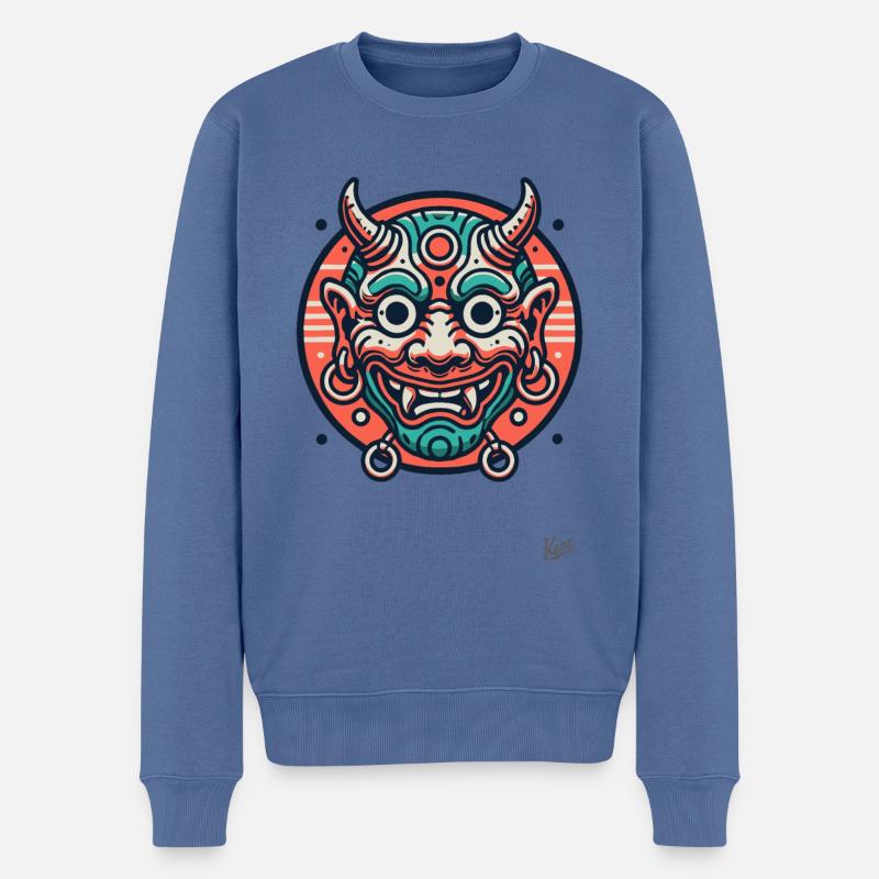 Masque Oni japonais cool - Pull Premium bio Homme - bleu pigeon