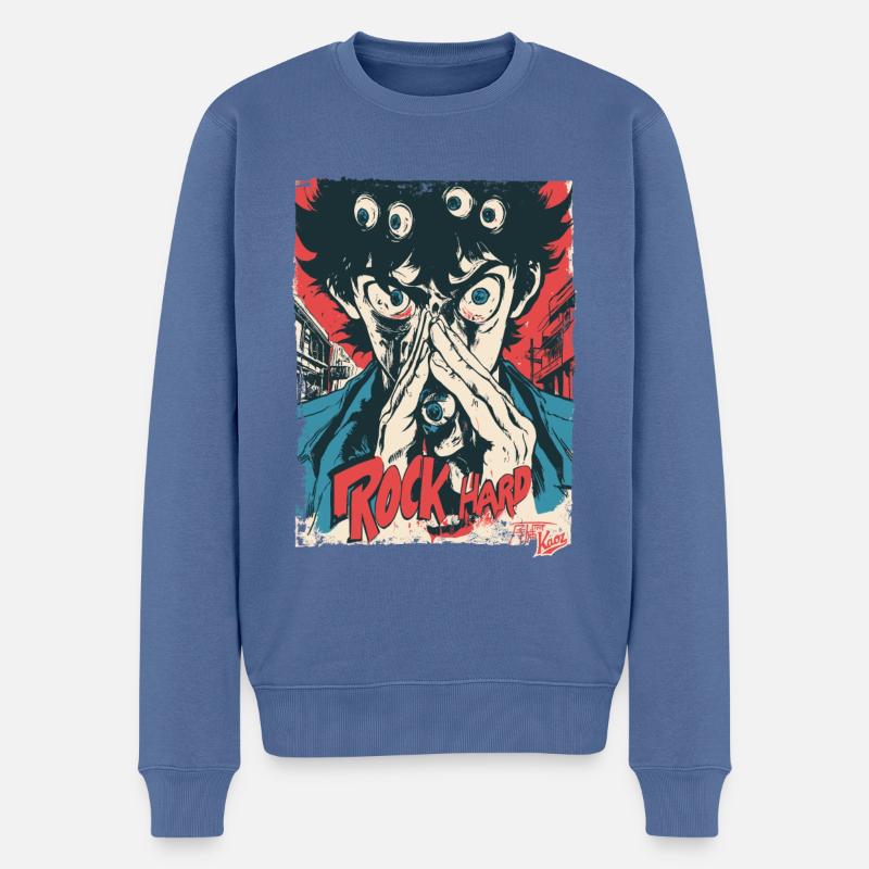 Monster-Augen Rock Hard - Männer Premium Bio Pullover - Taubenblau