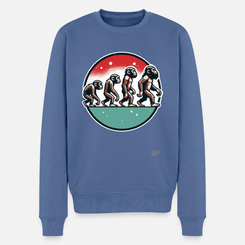 Evolution du singe - Pull Premium bio Homme - bleu pigeon