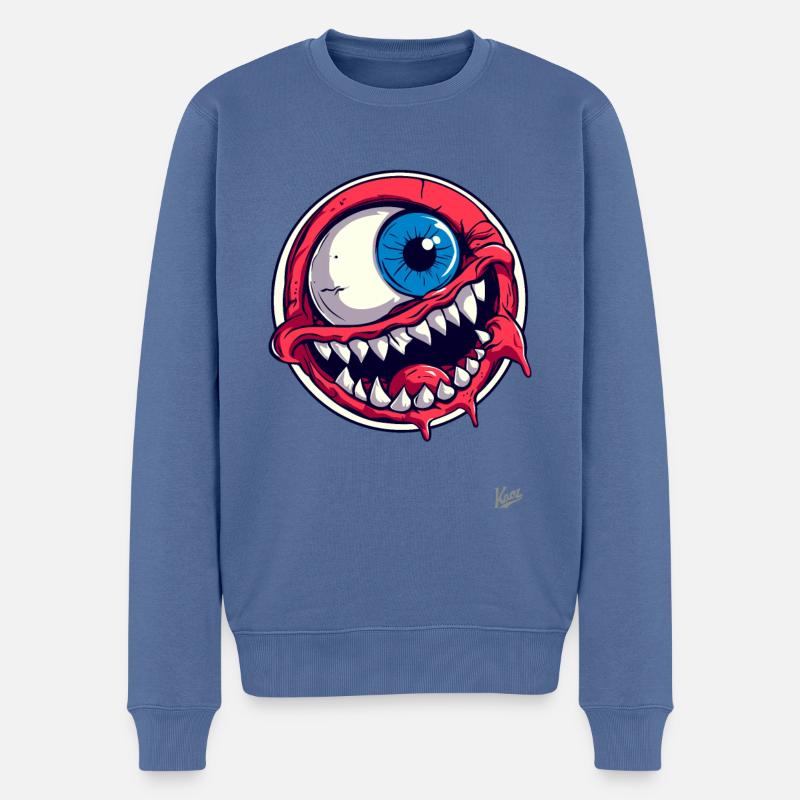 Lustiges Horror-Zyklop Auge - Männer Premium Bio Pullover - Taubenblau