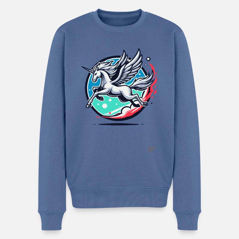 Das Pegasus-Einhorn - Männer Premium Bio Pullover - Taubenblau