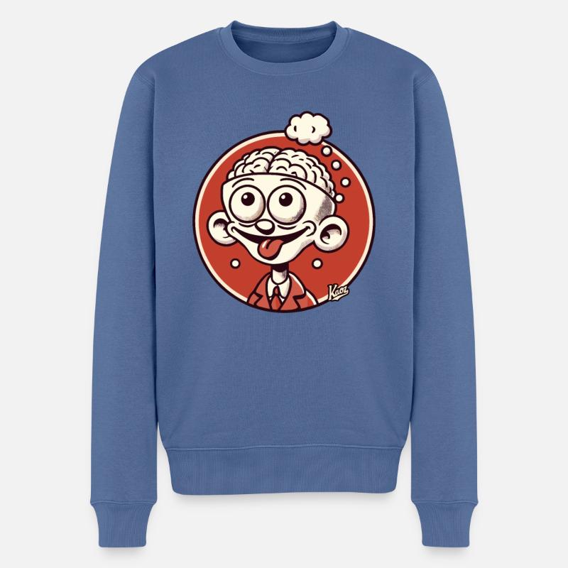 Lustiger Kerl mit freigelegtem Gehirn - Männer Premium Bio Pullover - Taubenblau