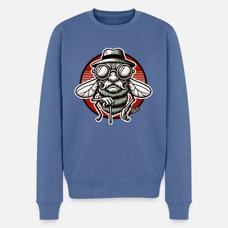 grantige Opa Fliege - Männer Premium Bio Pullover - Taubenblau