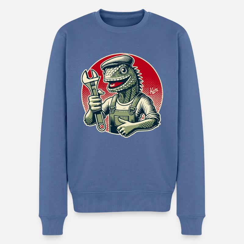 Artisan lézard avec clé - Pull Premium bio Homme - bleu pigeon