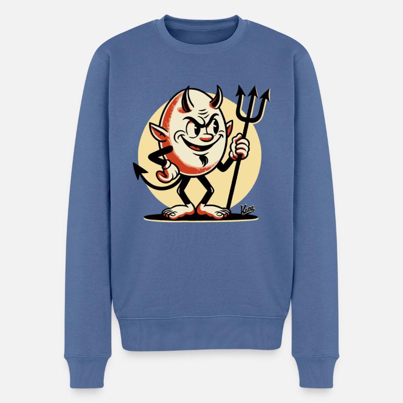Der Böse Ei-Teufel - Männer Premium Bio Pullover - Taubenblau