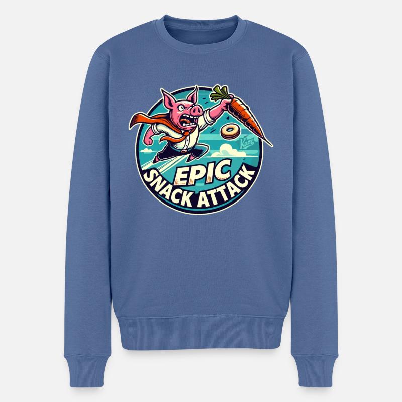 Epischer Snack-Angriff: Karotten-Schwein - Männer Premium Bio Pullover - Taubenblau