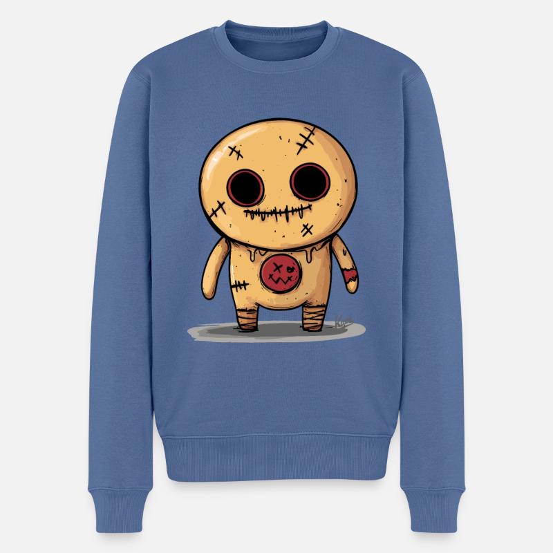 Voodoo-Lebkuchen-Puppe - Männer Premium Bio Pullover - Taubenblau