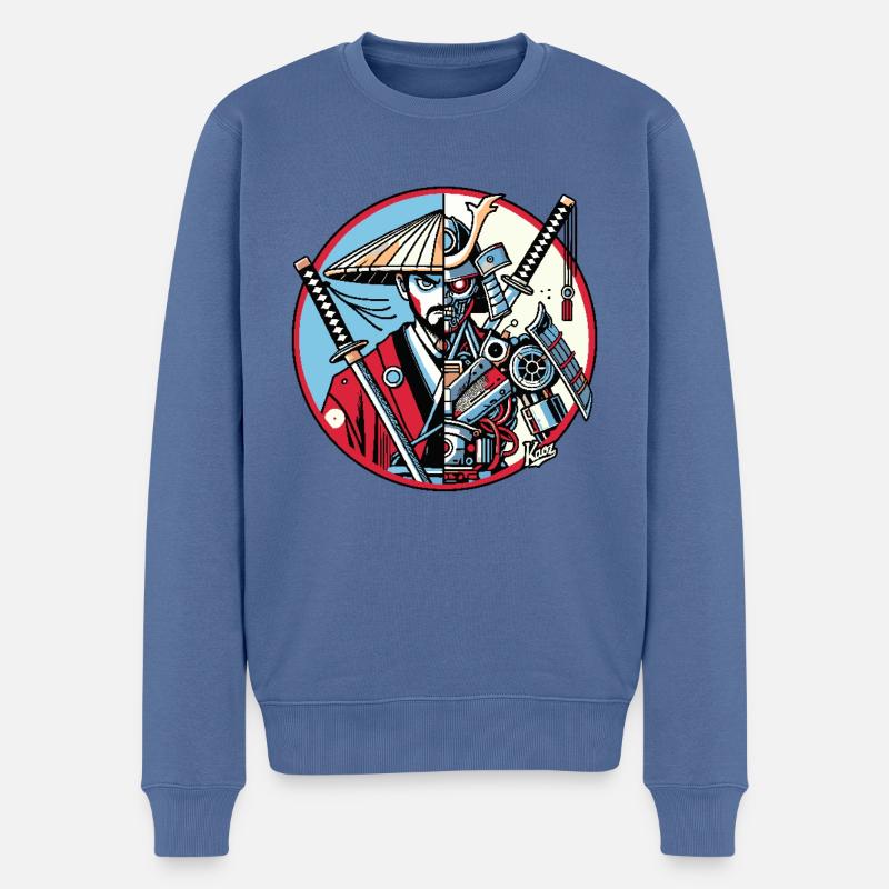 Samurai-Ronin oder Mecha-Shogun - Männer Premium Bio Pullover - Taubenblau