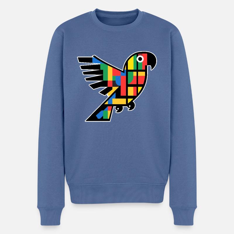 Cubisme abstrait Perroquet - Pull Premium bio Homme - bleu pigeon