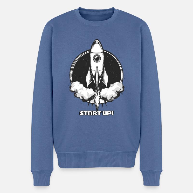Start-up Rocket - Pull Premium bio Homme - bleu pigeon