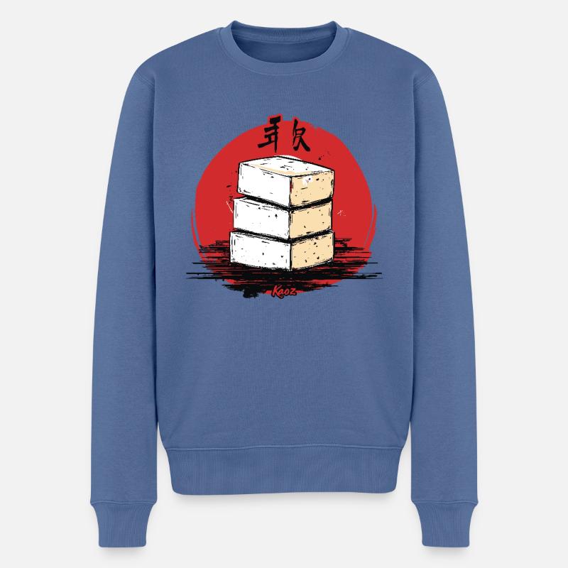 Ein Stapel Japanischer Tofu - Männer Premium Bio Pullover - Taubenblau