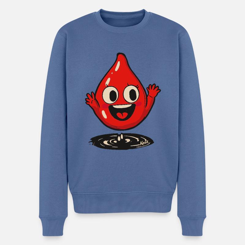 Rouge Drôle Happy Drop - Pull Premium bio Homme - bleu pigeon