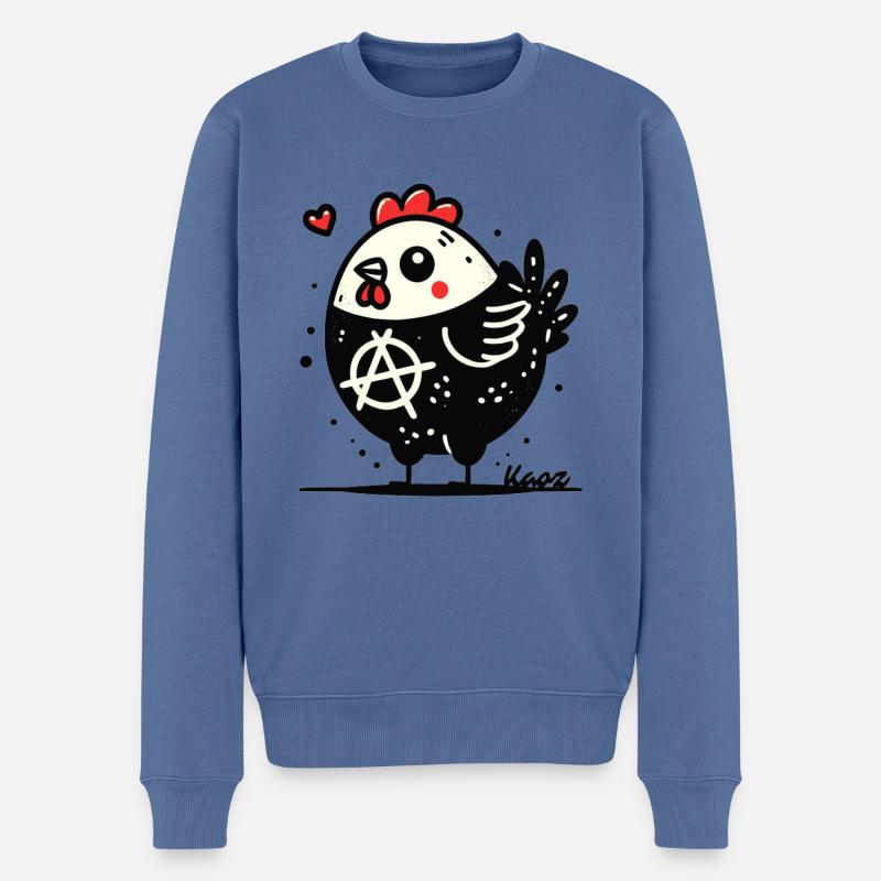 Drôle d’anarchie poulet - Pull Premium bio Homme - bleu pigeon