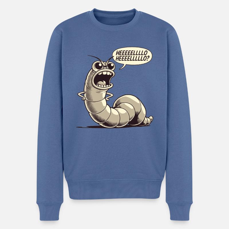 Un ver exigeant se plaint - Pull Premium bio Homme - bleu pigeon