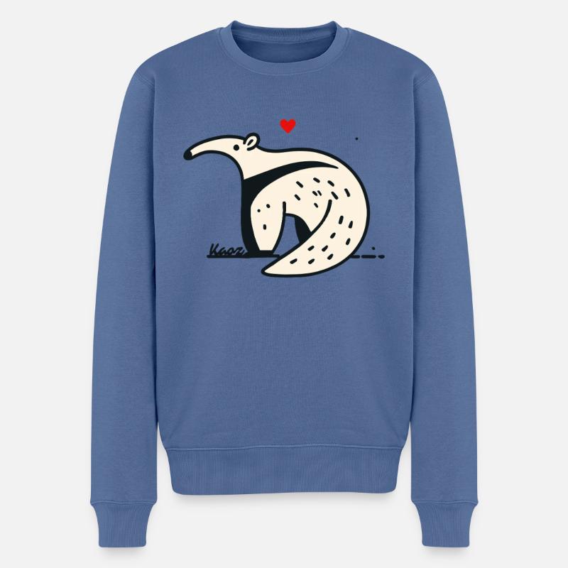 Drôle de fourmilier avec cœur - Pull Premium bio Homme - bleu pigeon