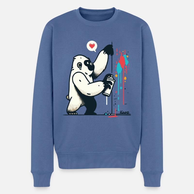 Graffiti-Gorilla mit Spraydose - Männer Premium Bio Pullover - Taubenblau