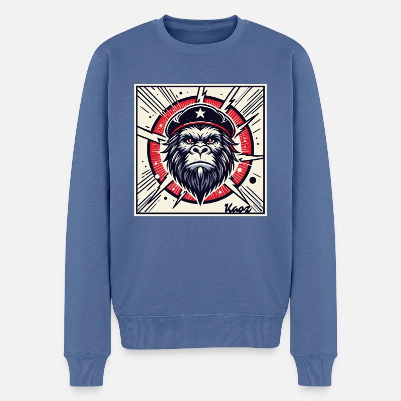 Revolutionärer Parodie Gorilla - Männer Premium Bio Pullover - Taubenblau