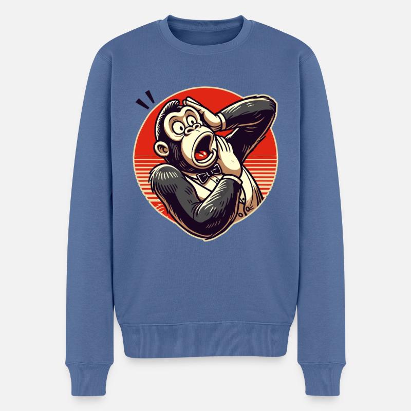 Surpris Retro Gentleman Gorilla - Pull Premium bio Homme - bleu pigeon