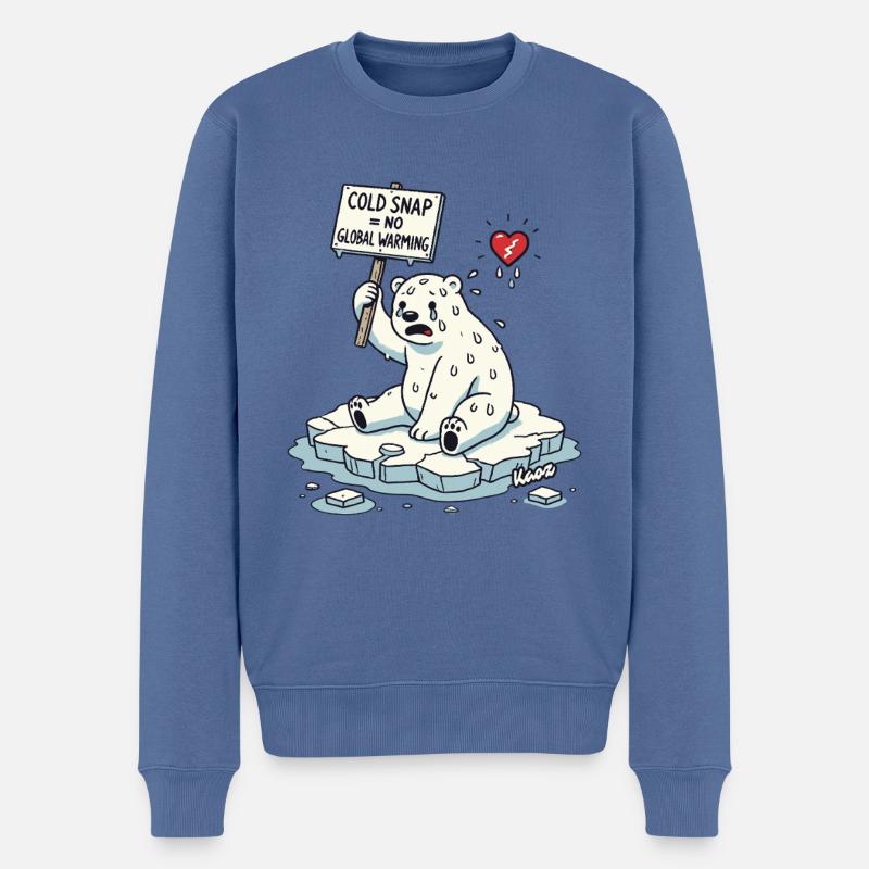 Schwitzender Eisbär Klimawandel Protest - Männer Premium Bio Pullover - Taubenblau
