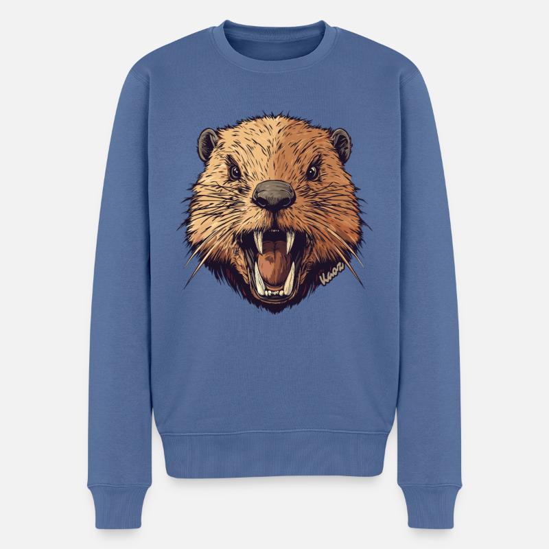 Castor sauvage - Pull Premium bio Homme - bleu pigeon