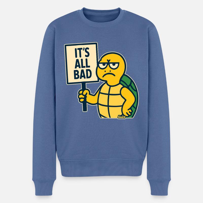 Schlechte Laune Schildkröte: Alles ist schlecht - Männer Premium Bio Pullover - Taubenblau