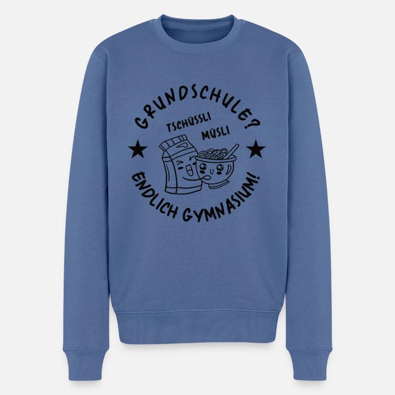 Grundschule Endlilich Gymnasium 5. Klasse Geschenk - Männer Premium Bio Pullover - Taubenblau
