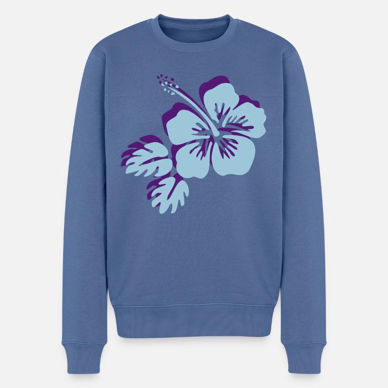 Hibiskusblüte Hibiscus Blume Flower Fleur - Männer Premium Bio Pullover - Taubenblau