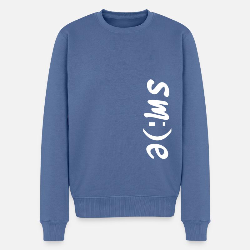 Smile lächeln - Männer Premium Bio Pullover - Taubenblau