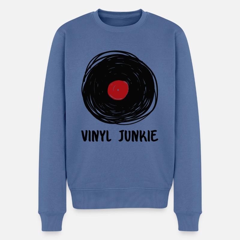 Tourne-disque vinyle Junkie - Pull Premium bio Homme - bleu pigeon