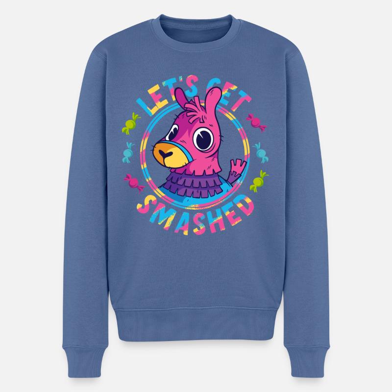 Faisons smashed Pinata - Pull Premium bio Homme - bleu pigeon