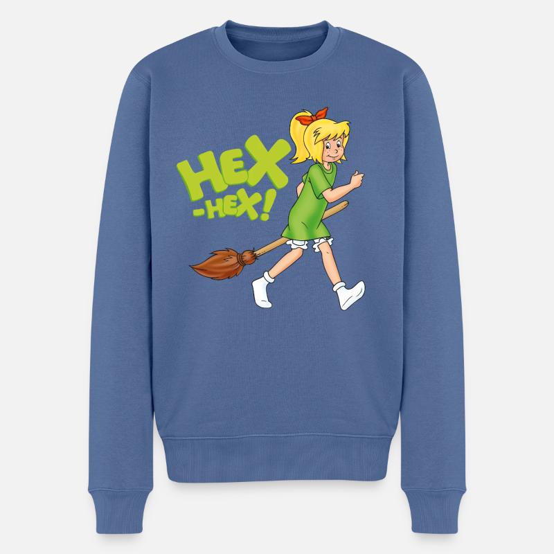 Bibi Blocksberg mit Kartoffelbrei HEX-HEX! Typo - Männer Premium Bio Pullover - Taubenblau