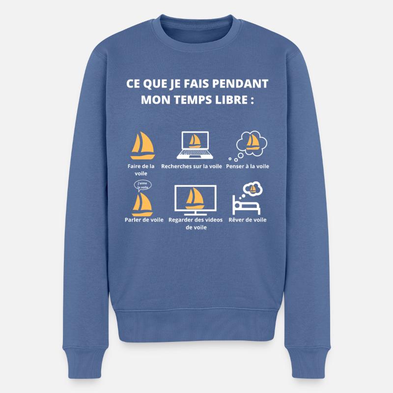 Ce que je fais pendant mon temps libre(voile) - Pull Premium bio Homme - bleu pigeon