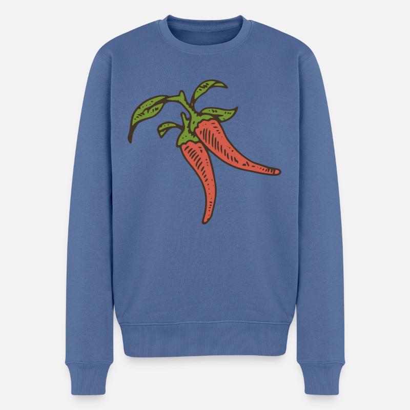 Chili Chilli Peperoni scharf hot - Männer Premium Bio Pullover - Taubenblau