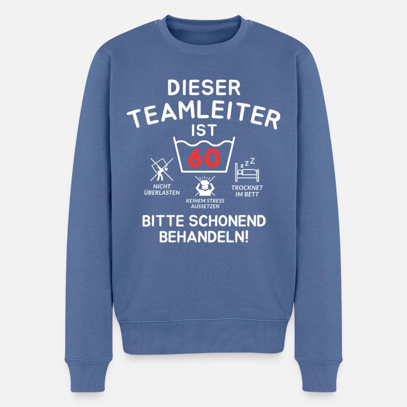 Dieser Teamleiter ist 60. Schonend behandeln - Männer Premium Bio Pullover - Taubenblau
