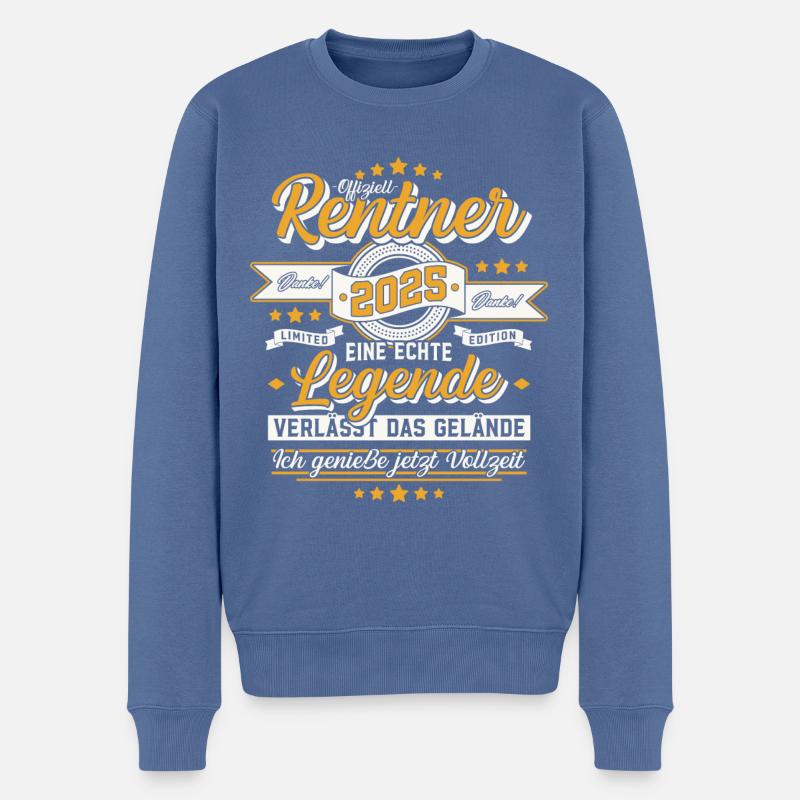 Rentner 2025 Eine Legende verlässt das Gelände - Männer Premium Bio Pullover - Taubenblau