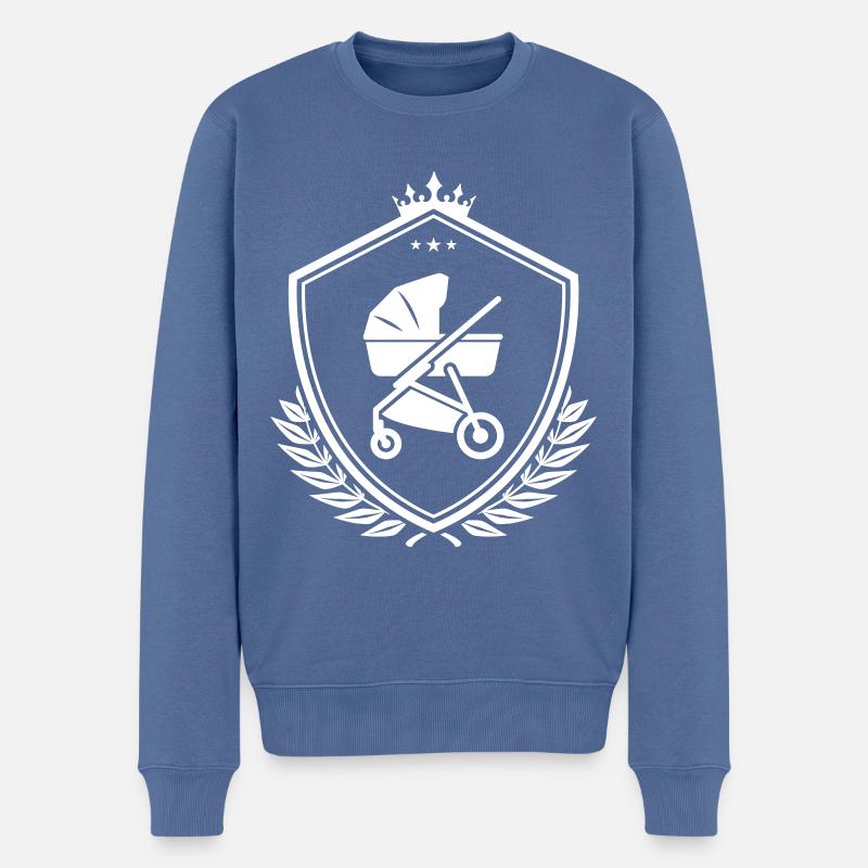 Panneau poussette - Pull Premium bio Homme - bleu pigeon