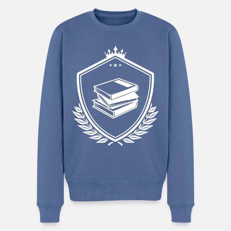Bücher lernen wappen - Männer Premium Bio Pullover - Taubenblau