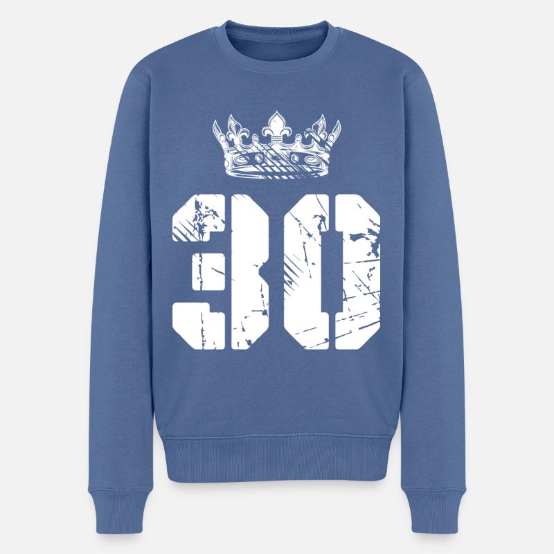 30 Zahl Krone - Männer Premium Bio Pullover - Taubenblau