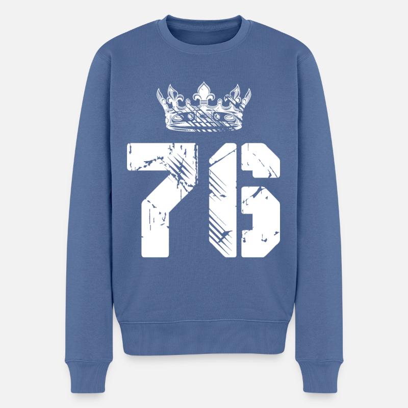 76 Couronne numérique - Pull Premium bio Homme - bleu pigeon