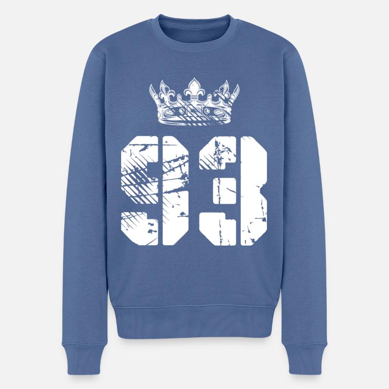 93 Zahl Krone - Männer Premium Bio Pullover - Taubenblau