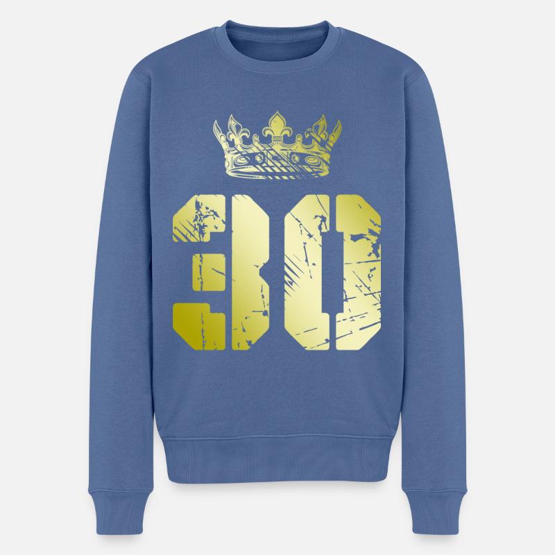 30 Zahl Krone - Männer Premium Bio Pullover - Taubenblau